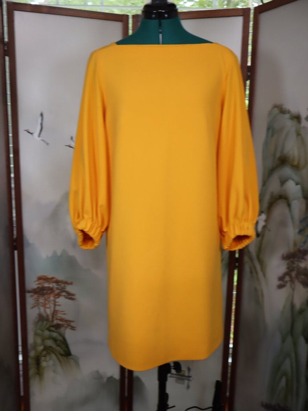 Tibi Golden Yellow Mini Dress with Balloon Sleeves - Picture 2 of 8